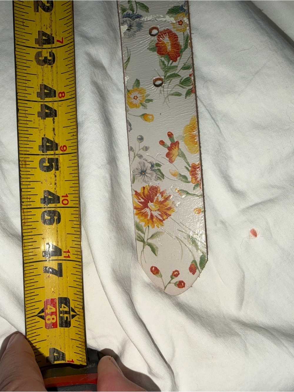 Patricia Nash White Floral Leather Belt with Black Buckle - Picture 3 of 4